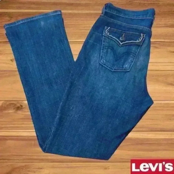Levi's 515 Bootcut Dark Wash Cotton Blend Blue Jeans Women's Size 6M - Picture 1 of 9